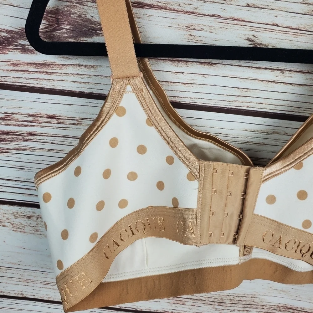 NWT Cacique Lane Bryant 42D Polka Dot Comfort Solution Wire Free Wireless Bra